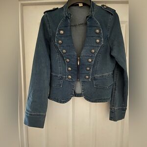 Forever 21 Military Denim Jacket – Cropped Button Front / Structured Fit